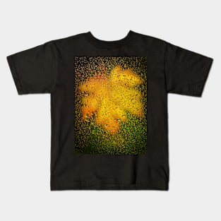 Acer Leaf Seen Through Rain-covered Window Kids T-Shirt